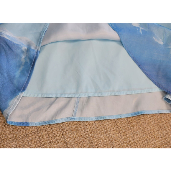 Kestan Halter Dress Small Blue Marble Print Satin Lightweight Beachy Resort - Picture 4 of 8